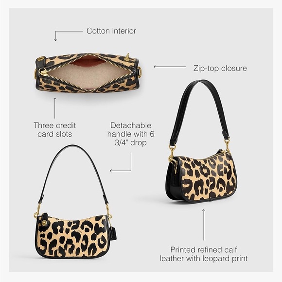 Coach Leopard print handbag swinger 20 and credit card wallet set - Picture 13 of 15